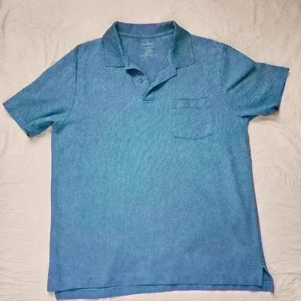L.L Bean Men's Premium Double L Polo, Hemmed Short-Sleeve - Picture 2 of 3